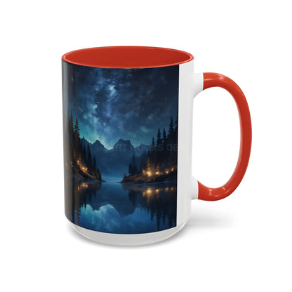Night Lakeside Coffee Mug — Cozy Forest Reflection Accent Mug (11/15 oz) - Mug