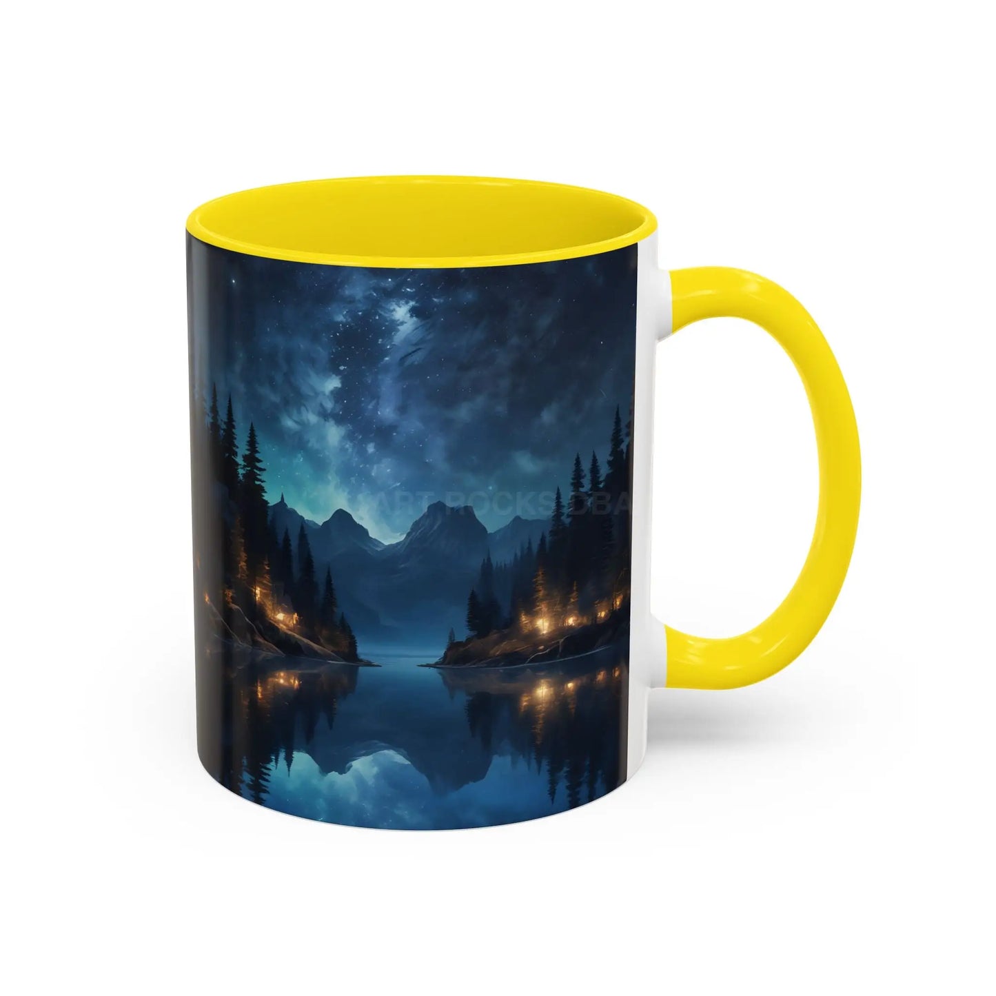 Night Lakeside Coffee Mug — Cozy Forest Reflection Accent Mug (11/15 oz) - Mug