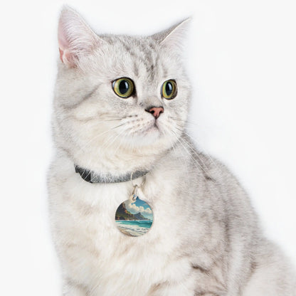 Ocean Waves Beach Pet Tag – Tropical Seascape Dog & Cat ID Charm - 1’’ - Pets