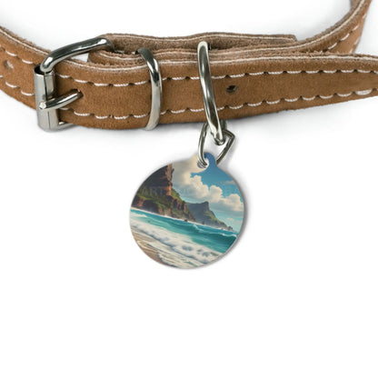 Ocean Waves Beach Pet Tag – Tropical Seascape Dog & Cat ID Charm - 1’’ - Pets