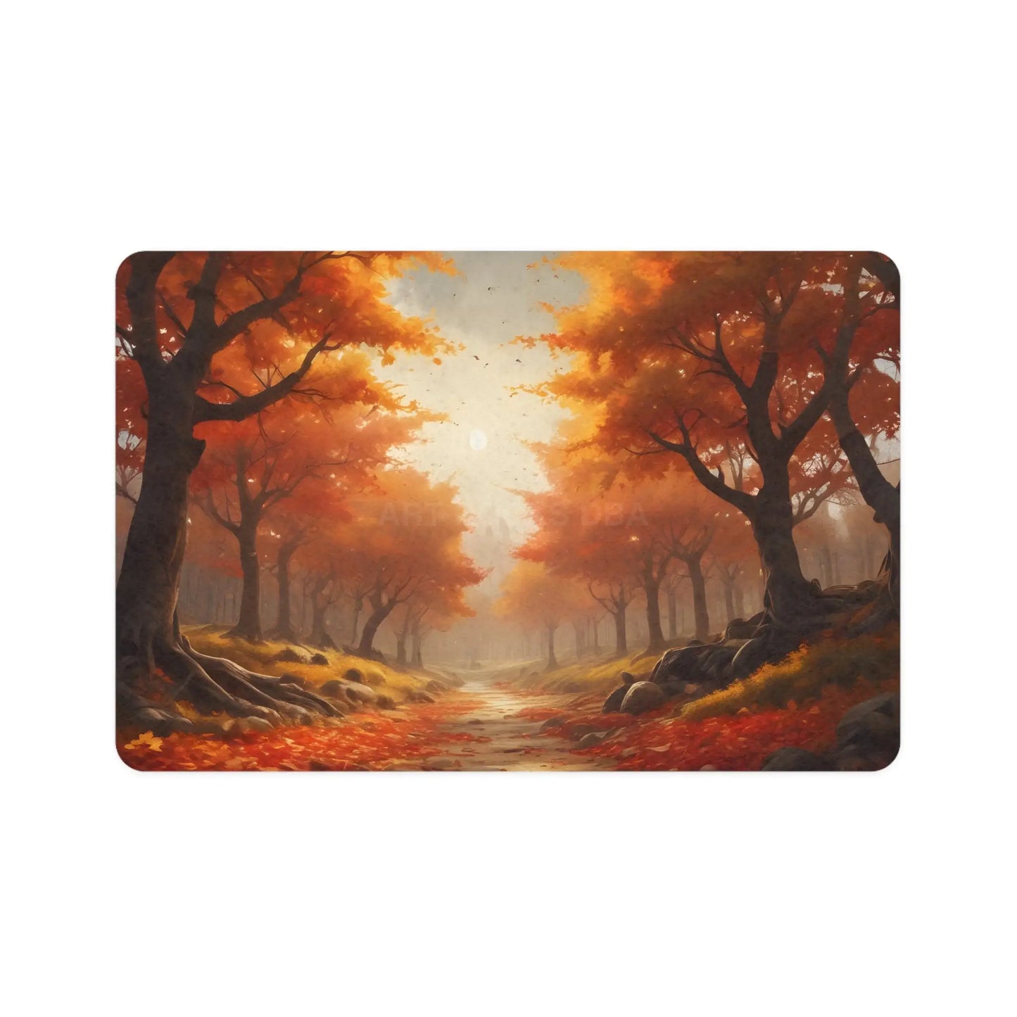 Orange Autumn Forest Pet Food Mat (12x18) — Fall Leaves Placemat for Dogs & Cats - 12’’ × 18’’ / Rectangle - Pets