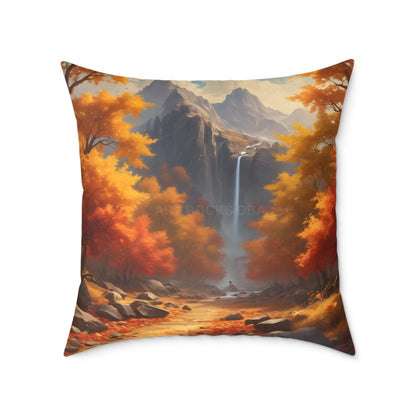 Orange Autumn Leaves Square Poly Canvas Pillow - Cozy Home Decor Autumn Throw Pillow Scenic Cushion Gift Idea