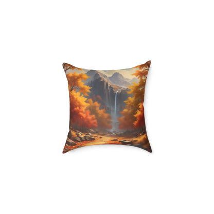 Orange Autumn Leaves Square Poly Canvas Pillow - Cozy Home Decor Autumn Throw Pillow Scenic Cushion Gift Idea