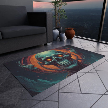 Outdoor Rug with Skull Design Boho Decor Patio Mat Garden Rug Halloween Decor Music Lover Gift - Home Decor