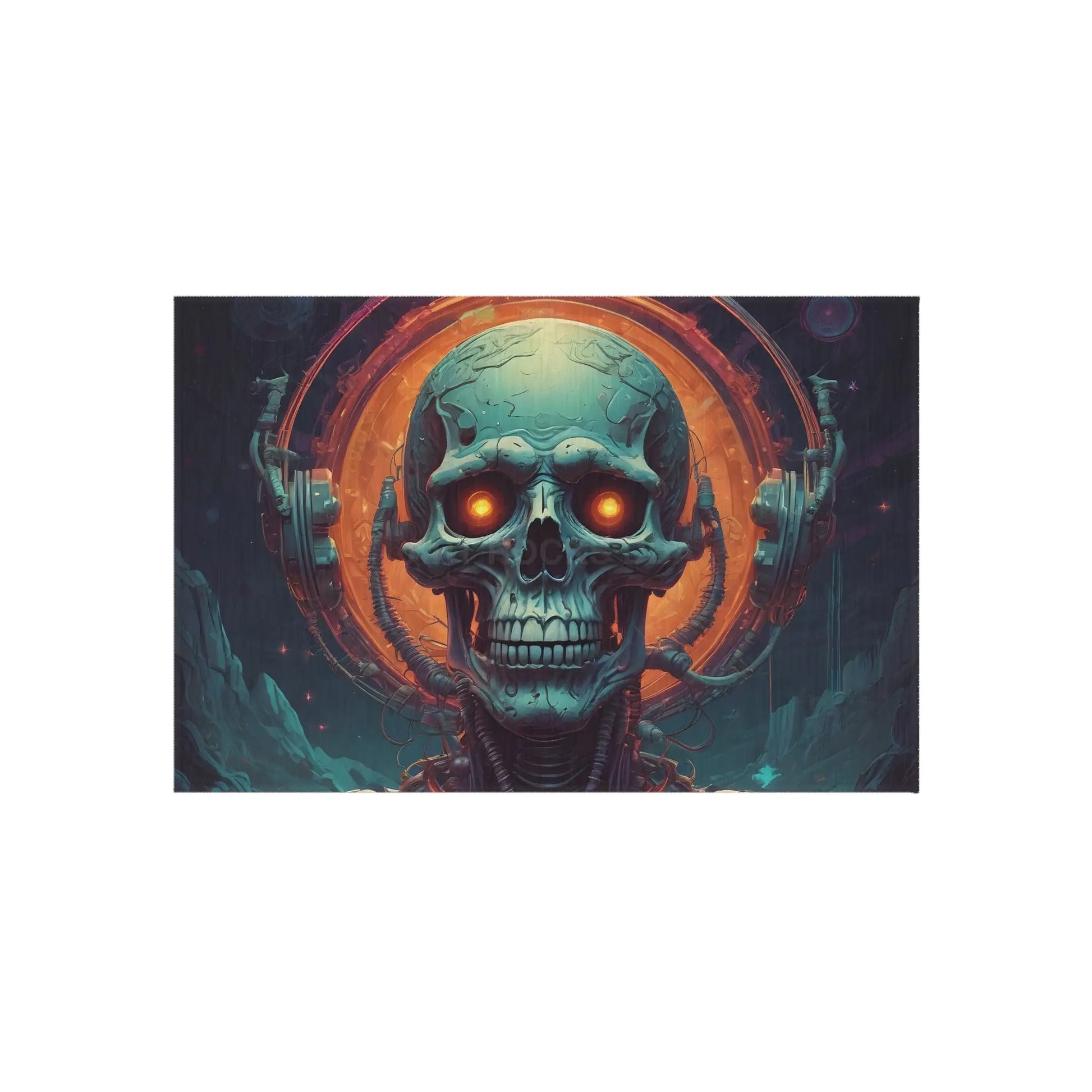 Outdoor Rug with Skull Design Boho Decor Patio Mat Garden Rug Halloween Decor Music Lover Gift - 24’’ × 36’’ - Home