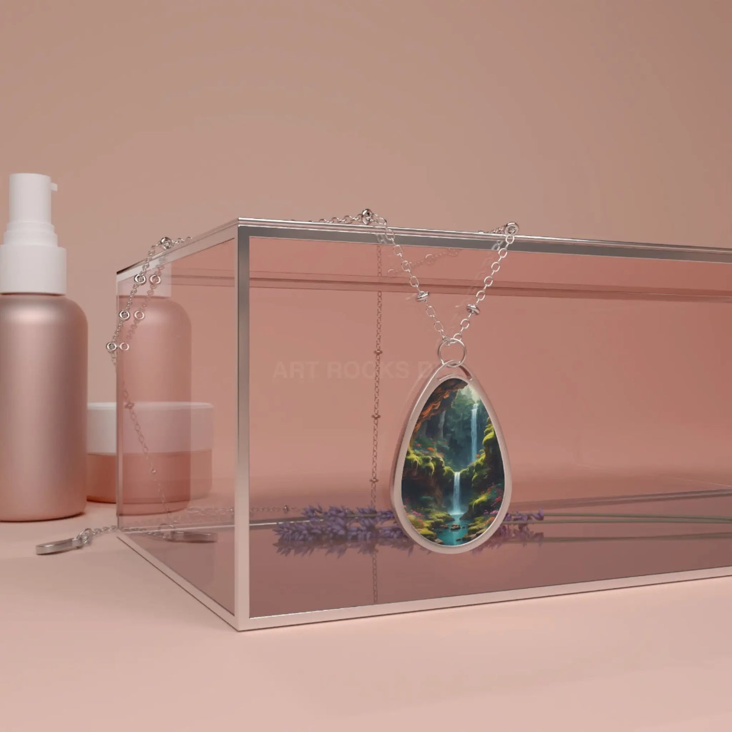 Oval Necklace Secret Underworld Waterfall - One Size / Silver - Accessories