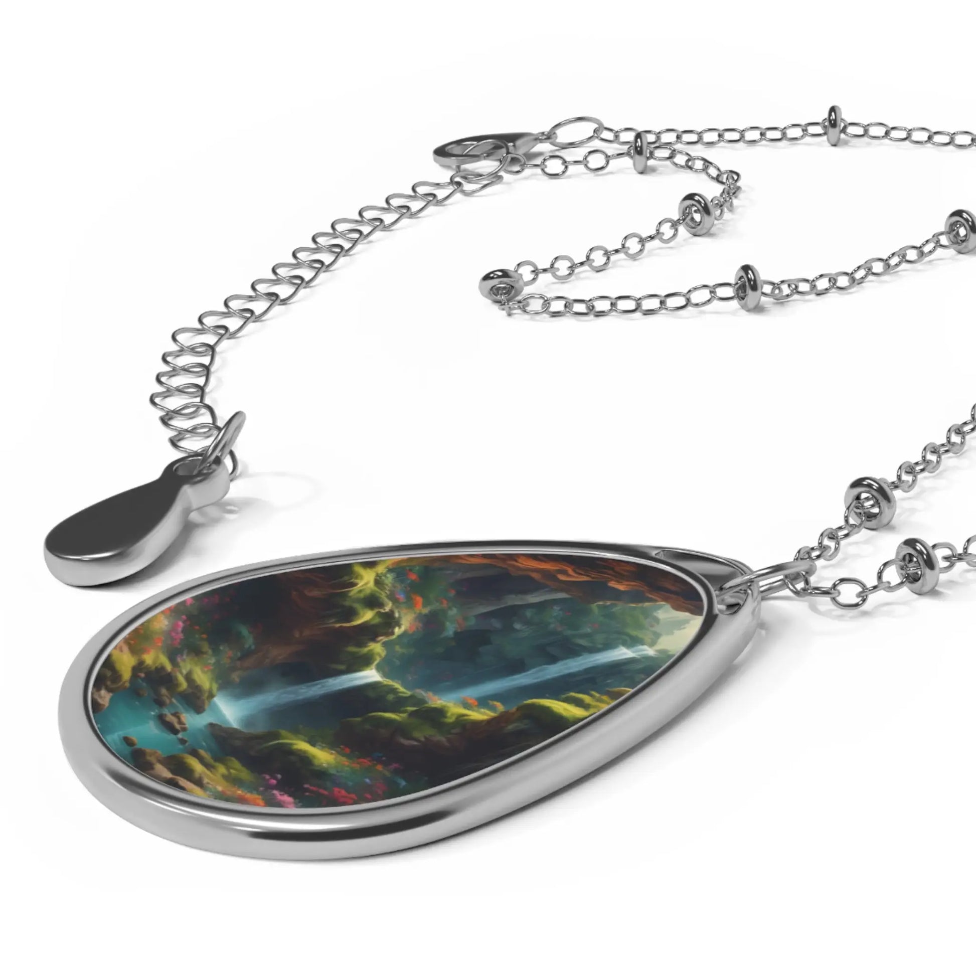 Oval Necklace Secret Underworld Waterfall - One Size / Silver - Accessories