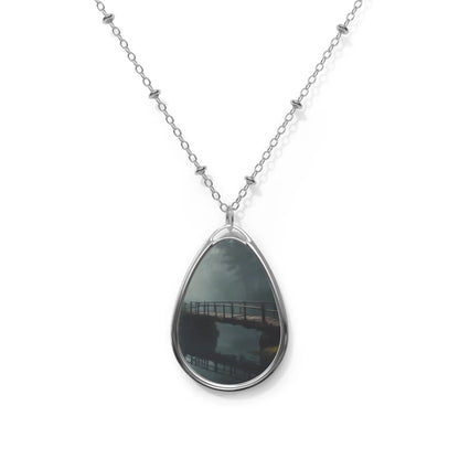Oval Teardrop Photo Pendant Necklace - One Size / Silver - Accessories