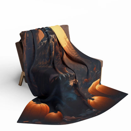 Owl Halloween Fleece Blanket Cozy Throw for Fall Seasonal Decor for Home Halloween Decor Gift for Owl Lovers - Home