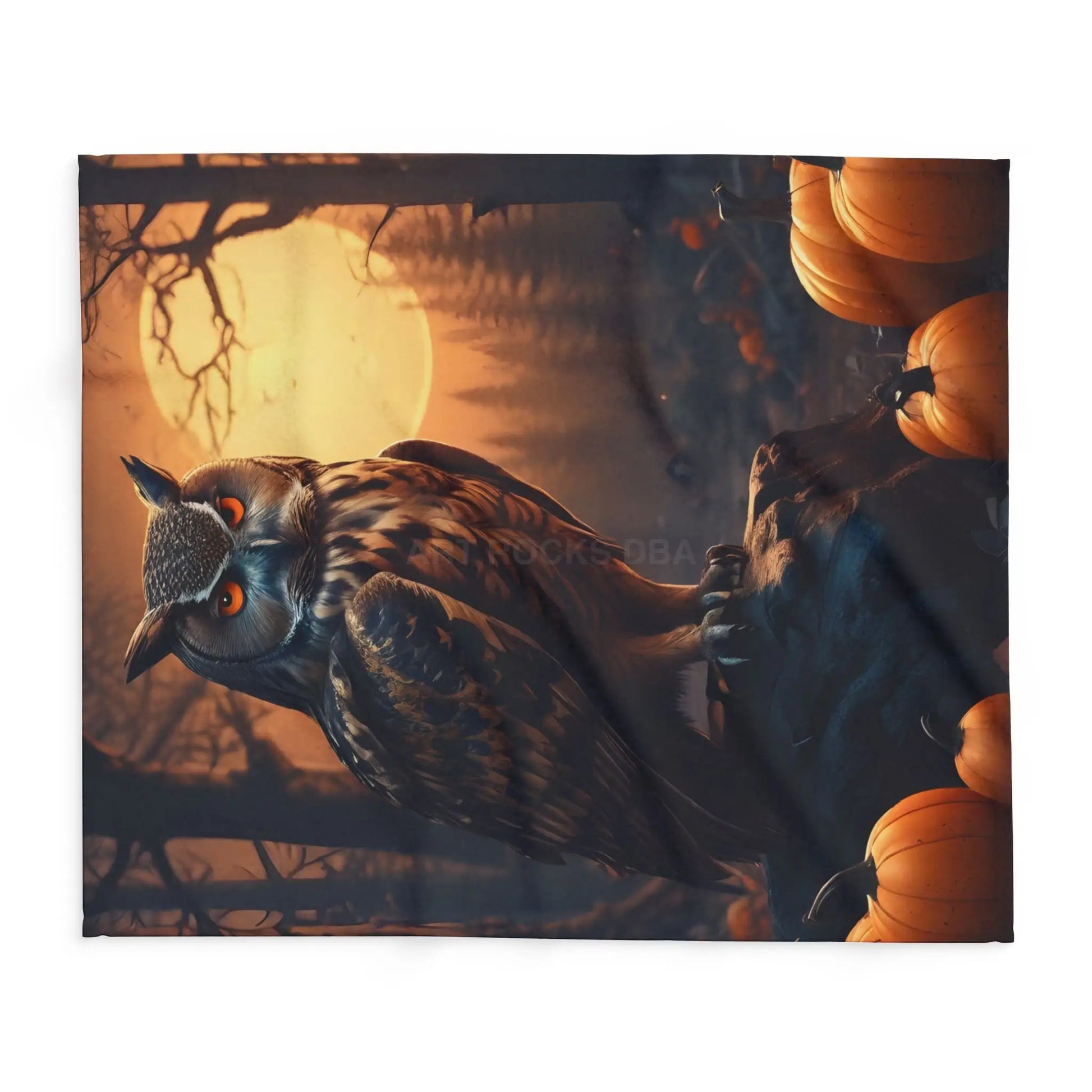 Owl Halloween Fleece Blanket Cozy Throw for Fall Seasonal Decor for Home Halloween Decor Gift for Owl Lovers - Home