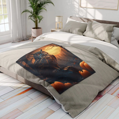 Owl Halloween Fleece Blanket Cozy Throw for Fall Seasonal Decor for Home Halloween Decor Gift for Owl Lovers - Home