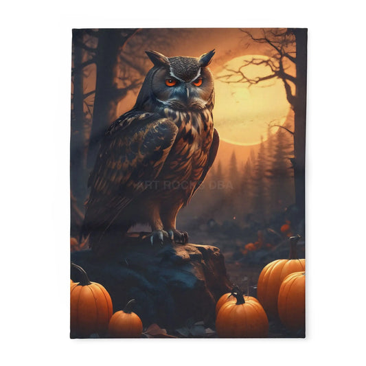 Owl Halloween Fleece Blanket Cozy Throw for Fall Seasonal Decor for Home Halloween Decor Gift for Owl Lovers - 30’’ ×