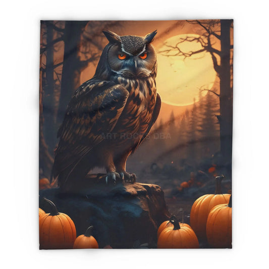 Owl Halloween Fleece Blanket Cozy Throw for Fall Seasonal Decor for Home Halloween Decor Gift for Owl Lovers - 50’’ ×
