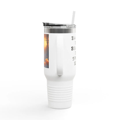 Owl in a Pumpkin Patch Insulated Travel Mug 40oz - Perfect for Nature Lovers Halloween Cozy Nights or Just a Daily