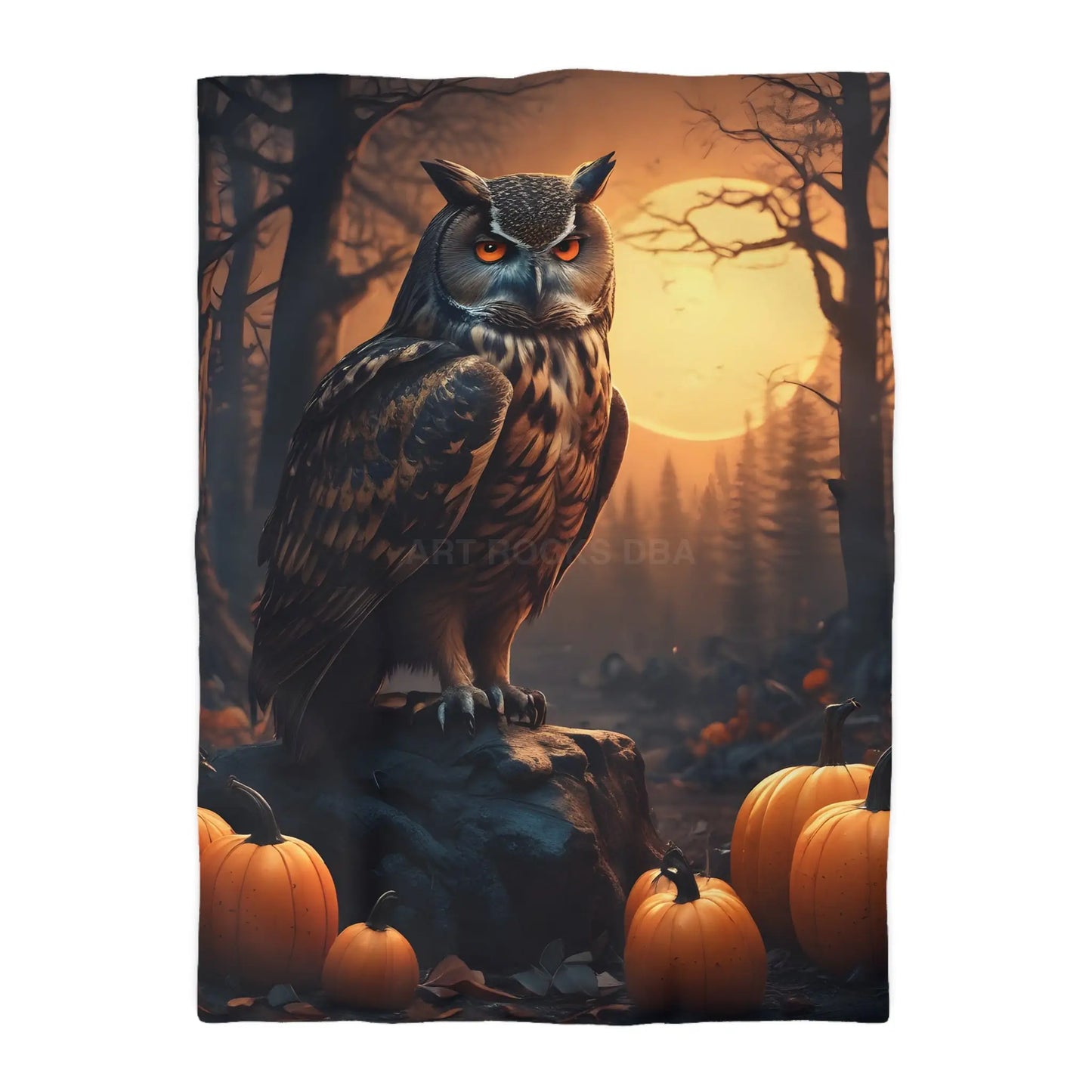 Owl & Pumpkin Microfiber Duvet Cover - Cozy Fall Decor Halloween Bedding Autumn Home Nature Lovers Gift Seasonal Decor