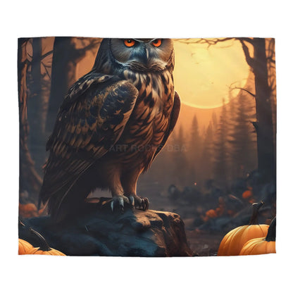 Owl & Pumpkin Microfiber Duvet Cover - Cozy Fall Decor Halloween Bedding Autumn Home Nature Lovers Gift Seasonal Decor
