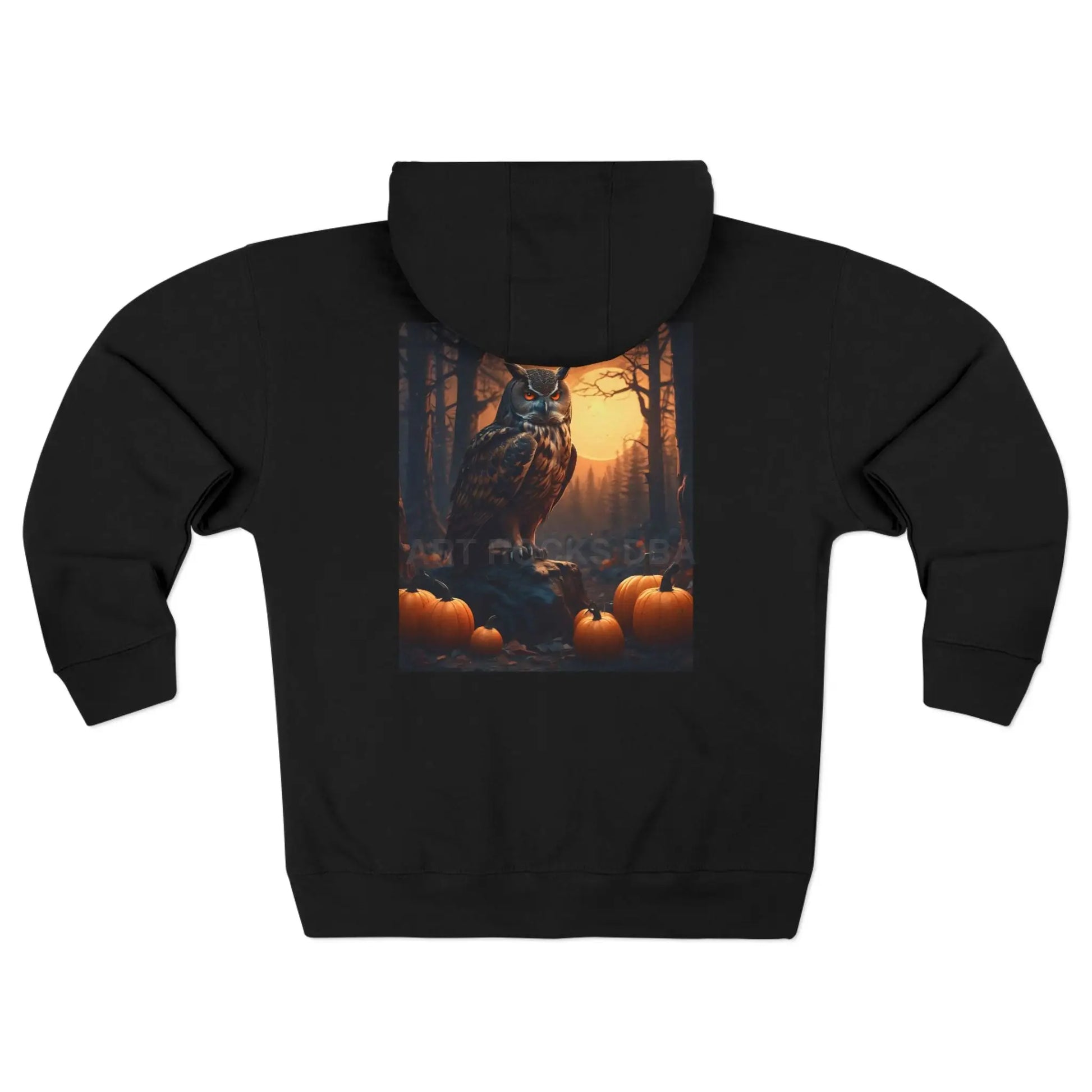 Owl & Pumpkins Zip-Up Hoodie - XS / Black - Hoodie
