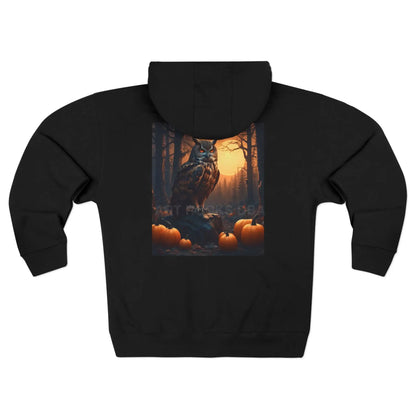 Owl & Pumpkins Zip-Up Hoodie - XS / Black - Hoodie