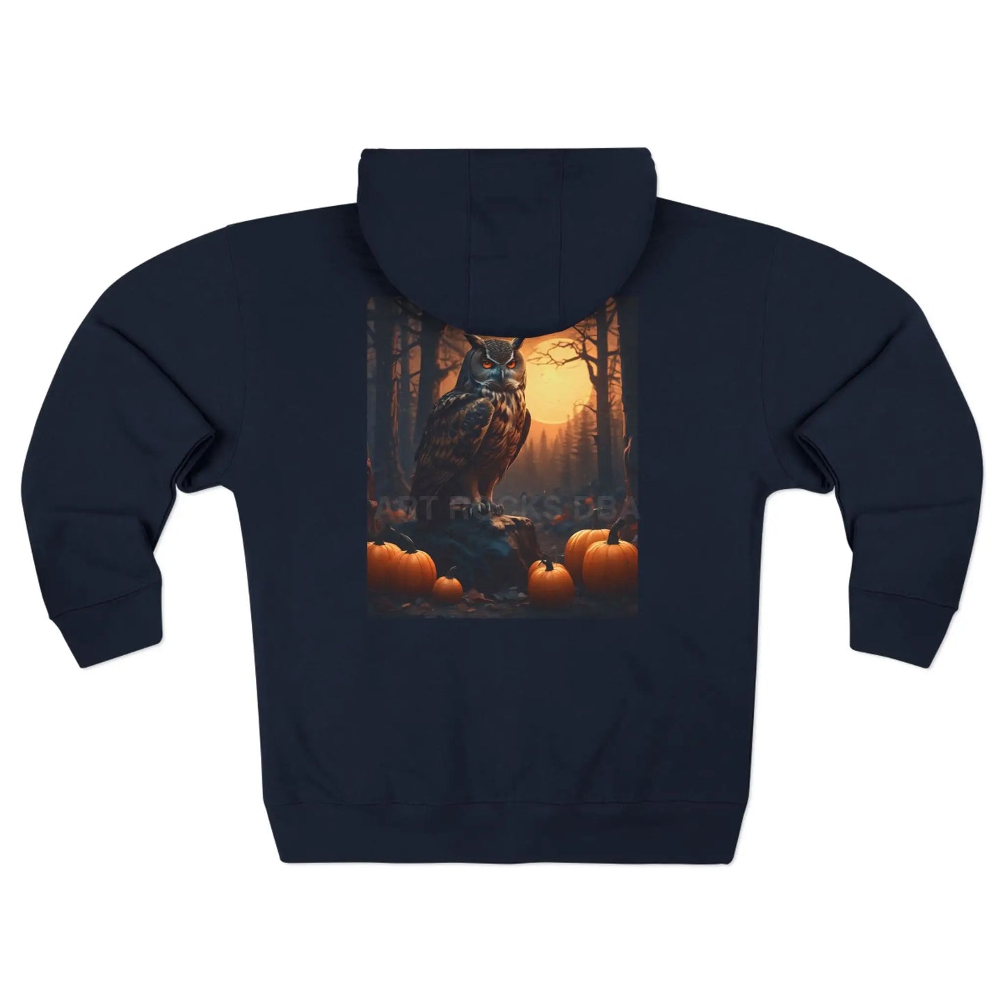 Owl & Pumpkins Zip-Up Hoodie - XS / Navy - Hoodie