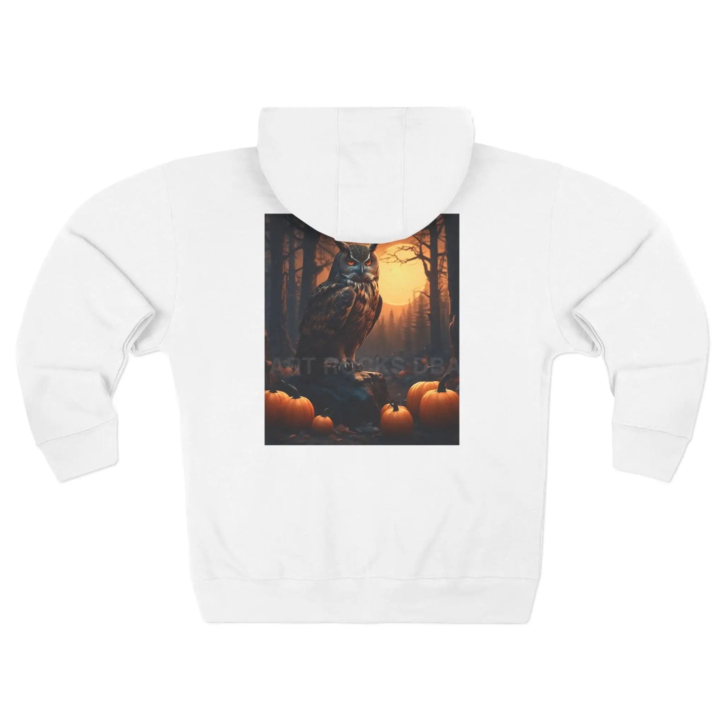 Owl & Pumpkins Zip-Up Hoodie - XS / White - Hoodie