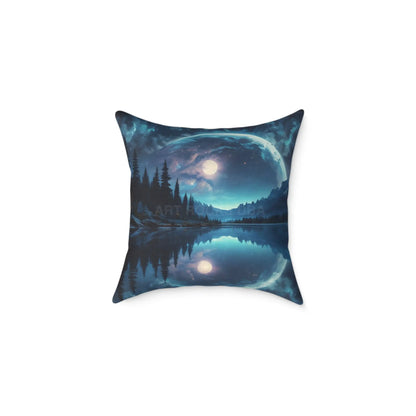 Peaceful Moon Over a Calm Lake Print Pillow | Cozy Home Decor Gift for Nature Lovers Bedroom Cushion Camping Decor