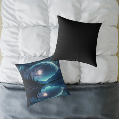 Peaceful Moon Over a Calm Lake Print Pillow | Cozy Home Decor Gift for Nature Lovers Bedroom Cushion Camping Decor