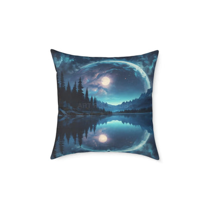 Peaceful Moon Over a Calm Lake Print Pillow | Cozy Home Decor Gift for Nature Lovers Bedroom Cushion Camping Decor
