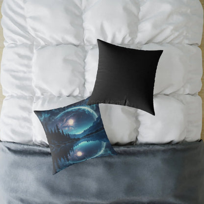 Peaceful Moon Over a Calm Lake Print Pillow | Cozy Home Decor Gift for Nature Lovers Bedroom Cushion Camping Decor