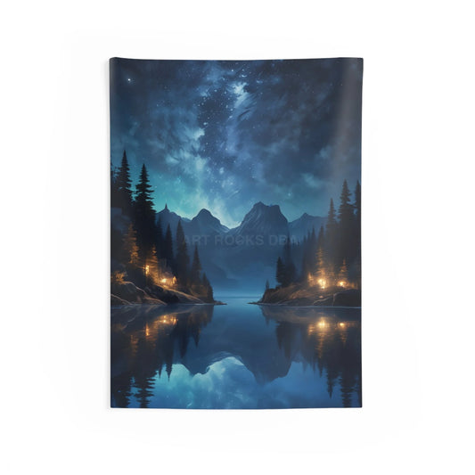 Peaceful Night on The Lake Wall Tapestry Boho Decor for Living Room Nature Inspired Art Bedroom Wall Hanging Perfect