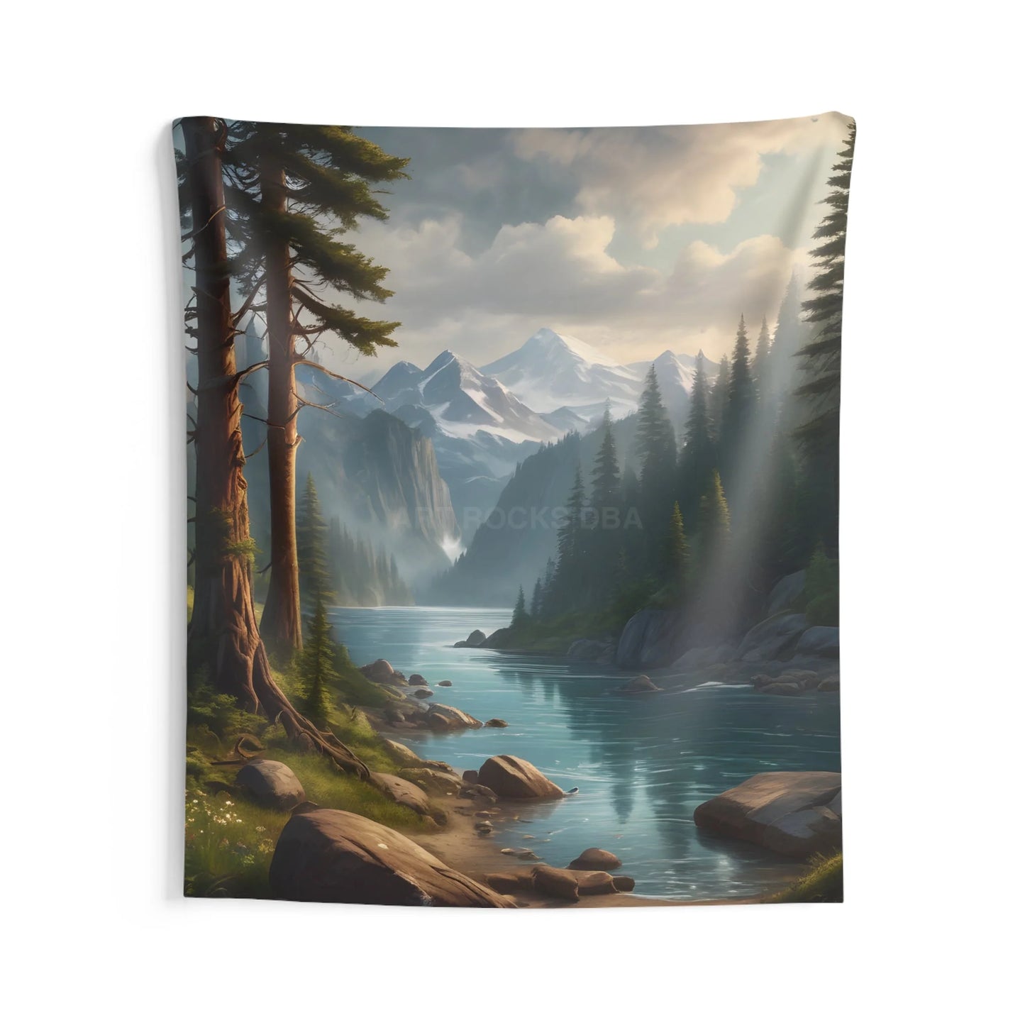 Peaceful River Landscape Tapestry - Nature Wall Art Boho Decor Home Interior Gift for Nature Lovers Cozy Atmosphere