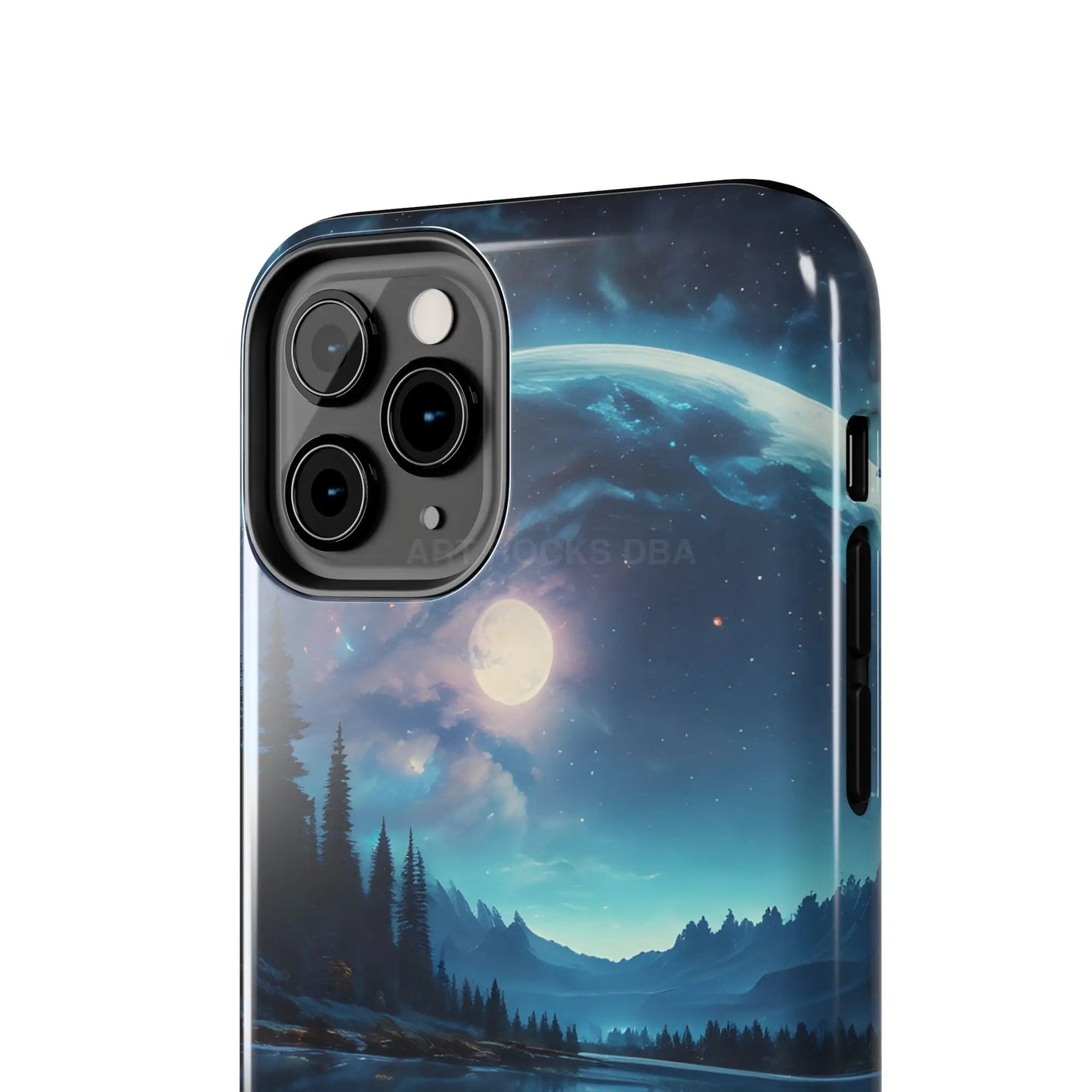 Peaceful Silvery Moon Over Lake Tough Phone Cases for Adventurers Galaxy Design Protective Mobile Cover Unique Gift