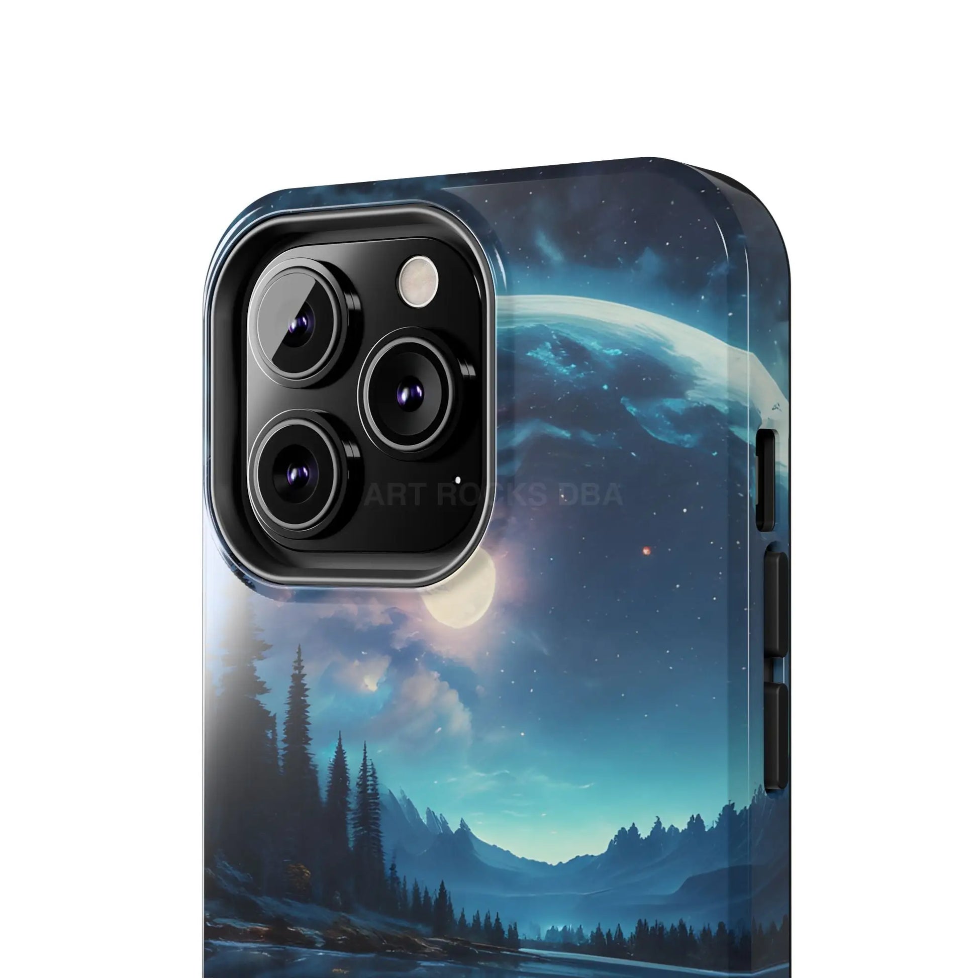Peaceful Silvery Moon Over Lake Tough Phone Cases for Adventurers Galaxy Design Protective Mobile Cover Unique Gift