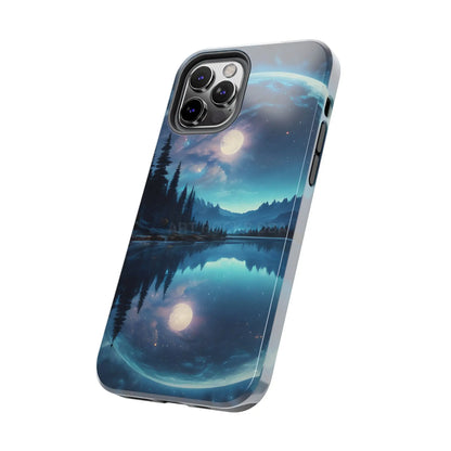 Peaceful Silvery Moon Over Lake Tough Phone Cases for Adventurers Galaxy Design Protective Mobile Cover Unique Gift