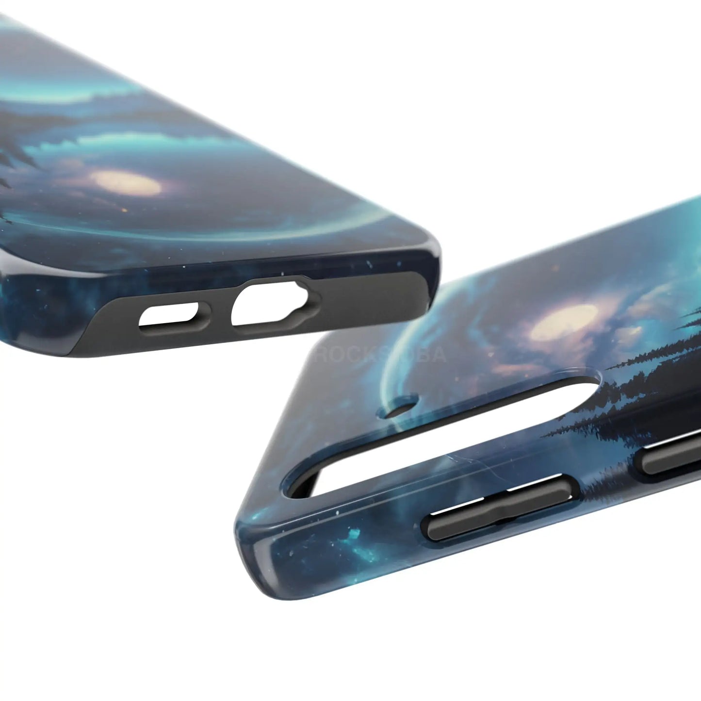 Peaceful Silvery Moon Over Lake Tough Phone Cases for Adventurers Galaxy Design Protective Mobile Cover Unique Gift