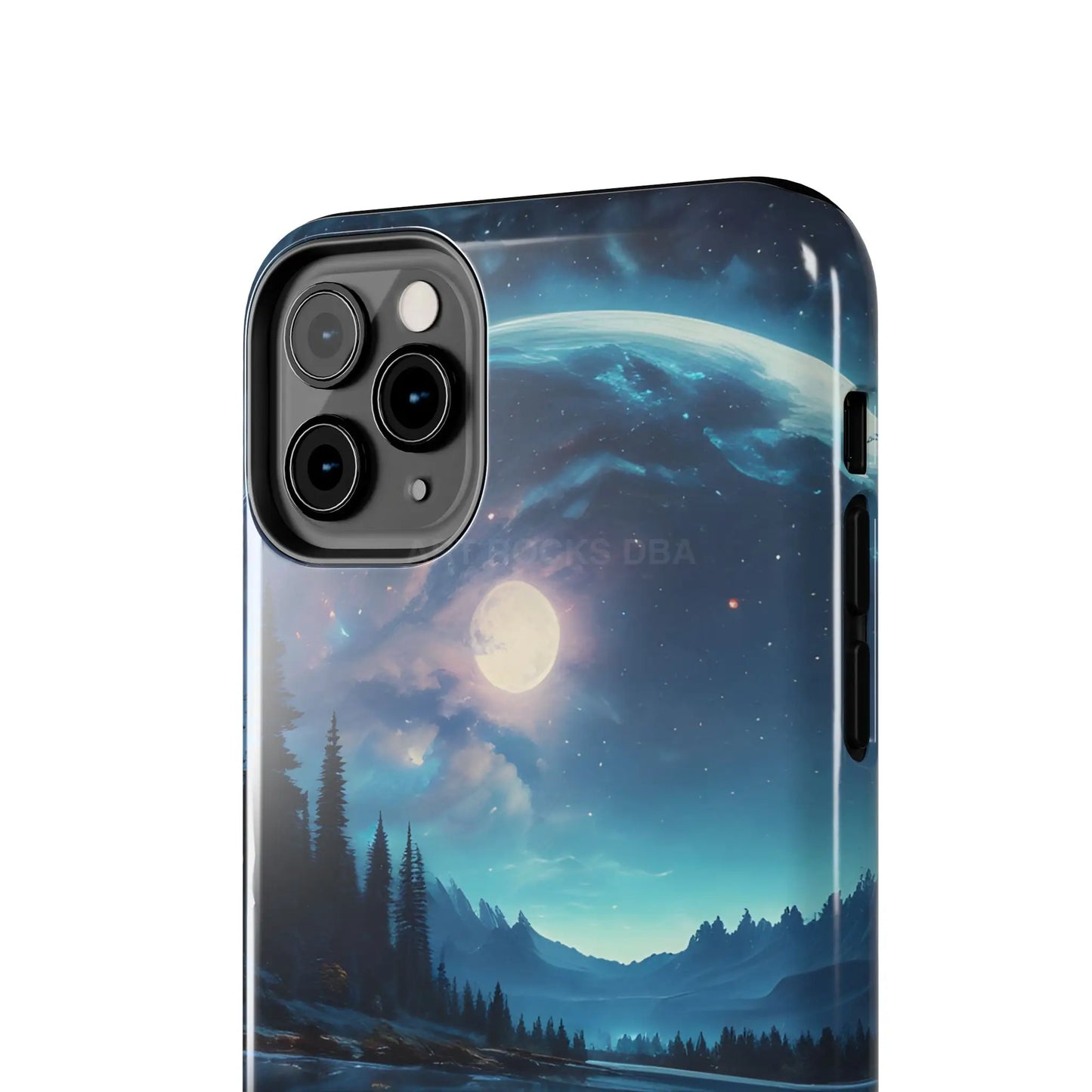 Peaceful Silvery Moon Over Lake Tough Phone Cases for Adventurers Galaxy Design Protective Mobile Cover Unique Gift