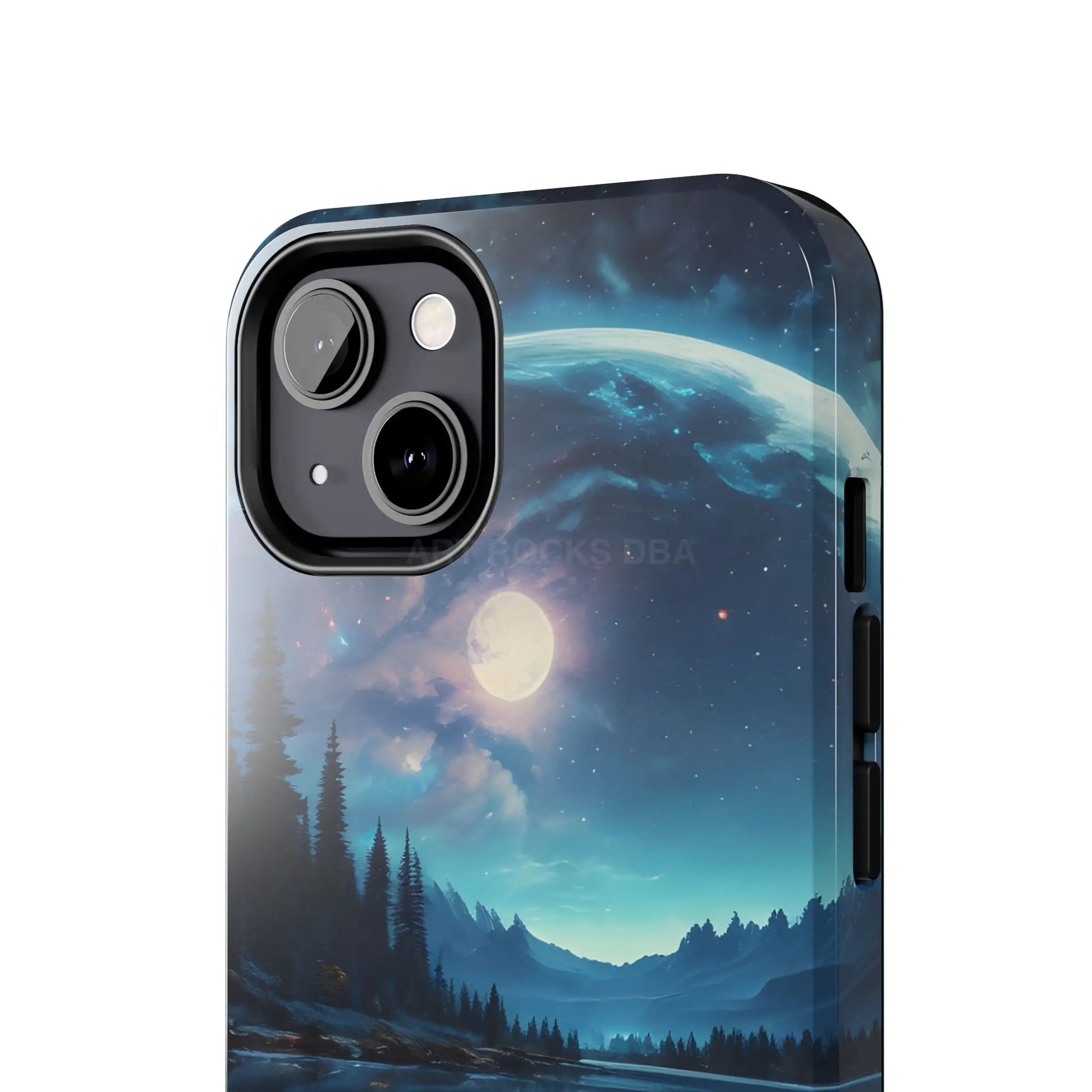 Peaceful Silvery Moon Over Lake Tough Phone Cases for Adventurers Galaxy Design Protective Mobile Cover Unique Gift