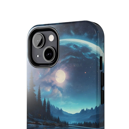 Peaceful Silvery Moon Over Lake Tough Phone Cases for Adventurers Galaxy Design Protective Mobile Cover Unique Gift