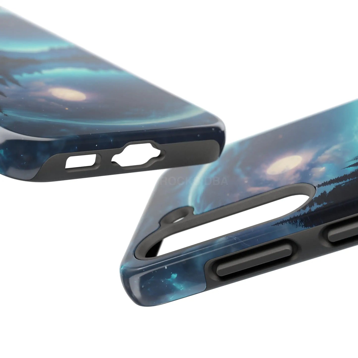 Peaceful Silvery Moon Over Lake Tough Phone Cases for Adventurers Galaxy Design Protective Mobile Cover Unique Gift