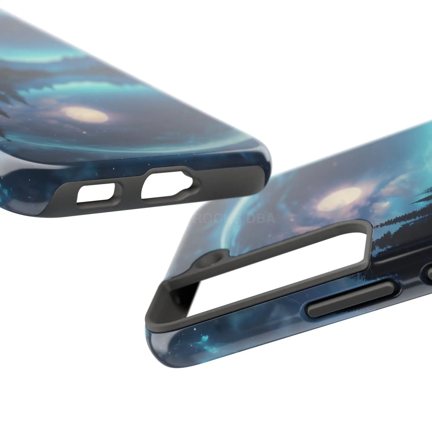 Peaceful Silvery Moon Over Lake Tough Phone Cases for Adventurers Galaxy Design Protective Mobile Cover Unique Gift