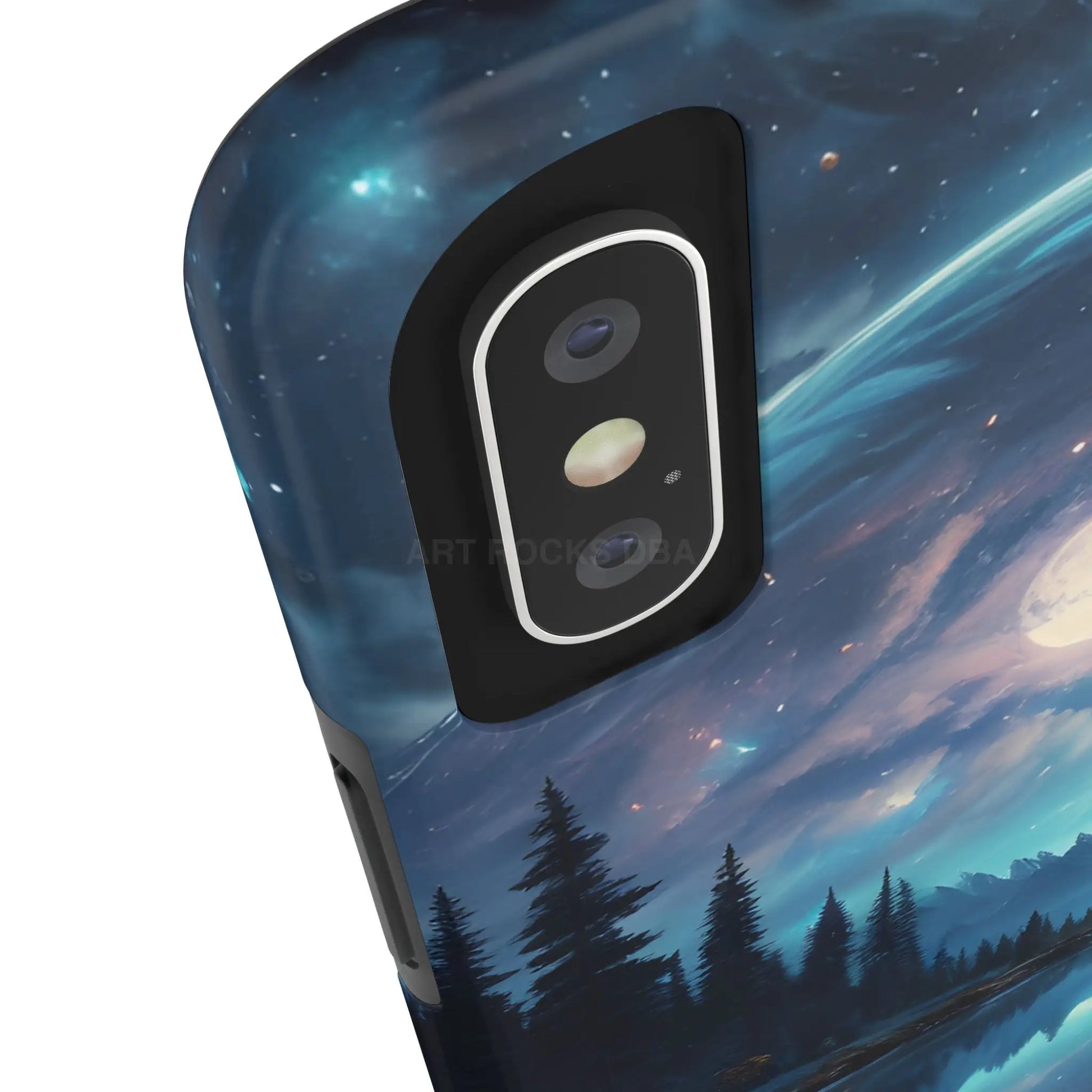 Peaceful Silvery Moon Over Lake Tough Phone Cases for Adventurers Galaxy Design Protective Mobile Cover Unique Gift