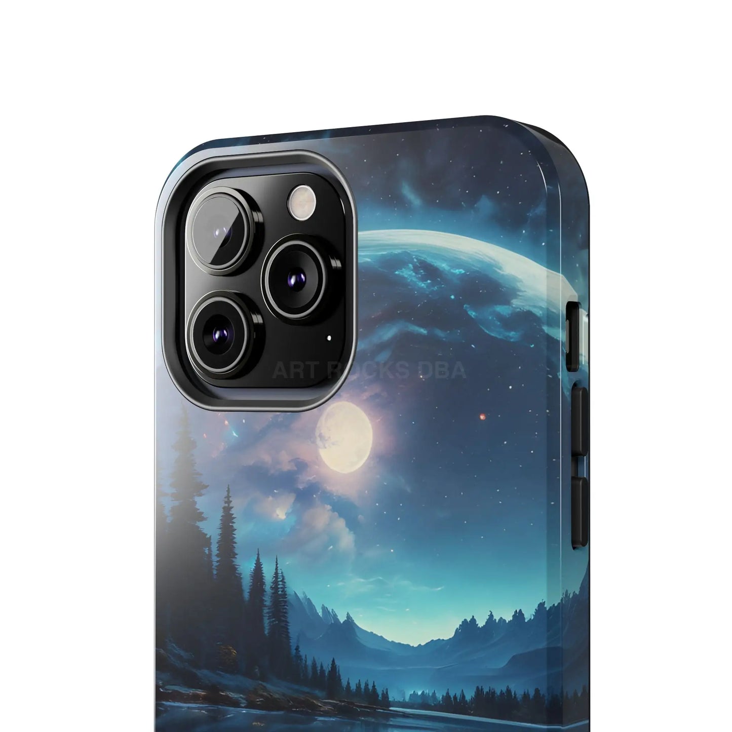 Peaceful Silvery Moon Over Lake Tough Phone Cases for Adventurers Galaxy Design Protective Mobile Cover Unique Gift