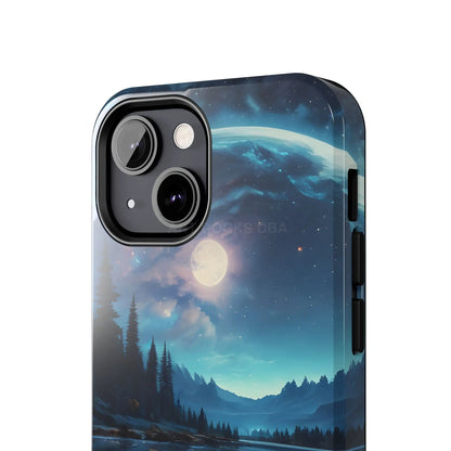 Peaceful Silvery Moon Over Lake Tough Phone Cases for Adventurers Galaxy Design Protective Mobile Cover Unique Gift