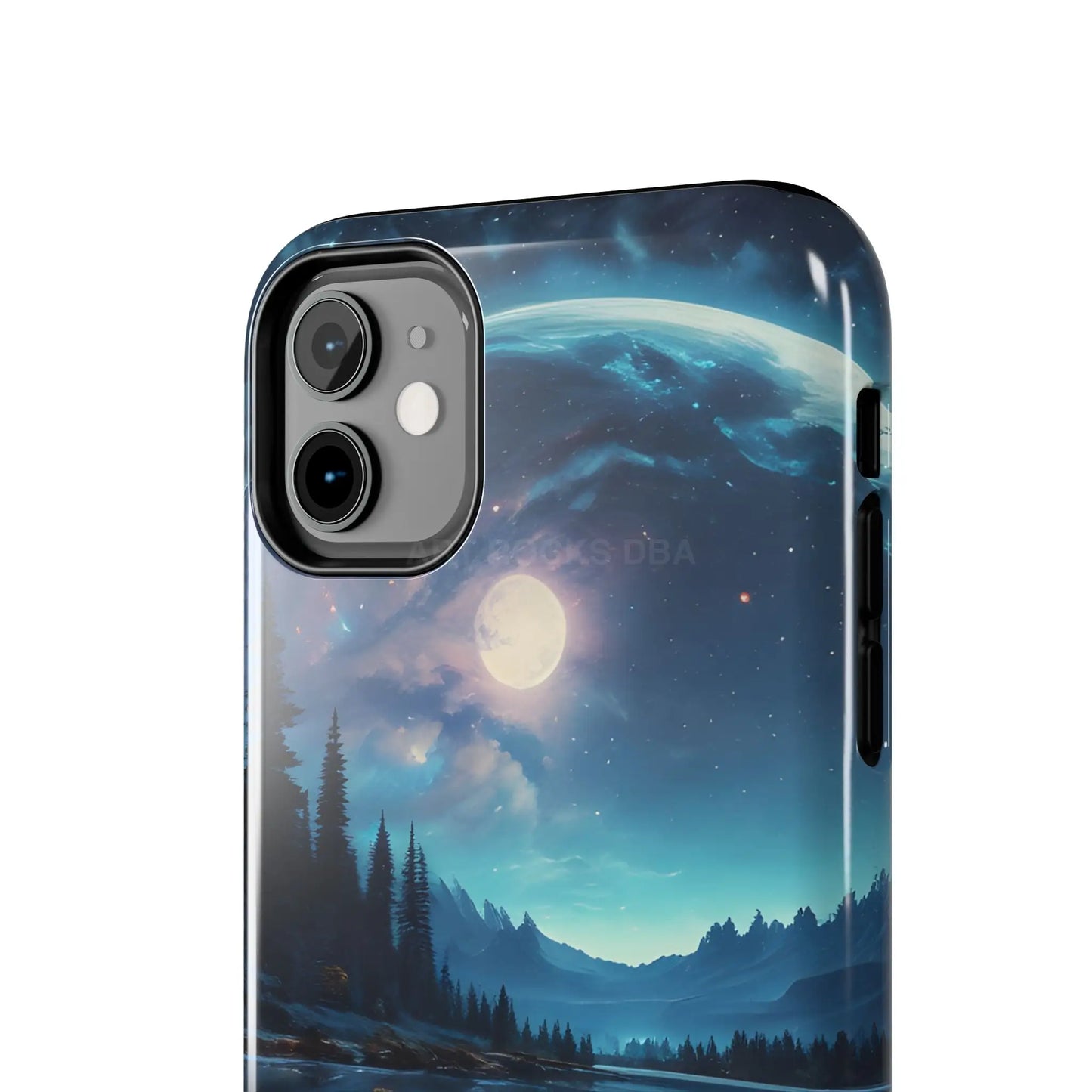 Peaceful Silvery Moon Over Lake Tough Phone Cases for Adventurers Galaxy Design Protective Mobile Cover Unique Gift