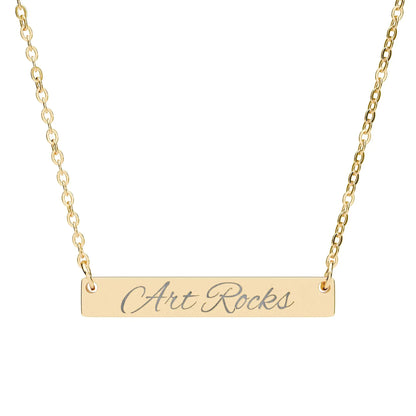 Personalized ’Art Rocks’ Bar Necklace Script Pendant - Accessories