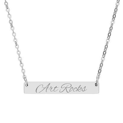 Personalized ’Art Rocks’ Bar Necklace Script Pendant - One Size / Stainless Steel (No coating) - Accessories