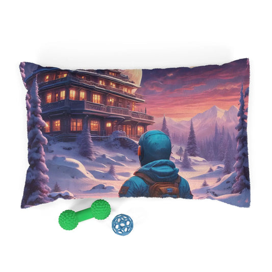 Pet Bed — Cozy Winter Hiker Scene Dog Bed - 28’’ × 18’’ - Pets