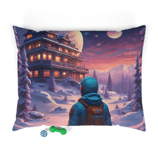Pet Bed — Cozy Winter Hiker Scene Dog Bed - 50’’ × 40’’ - Pets