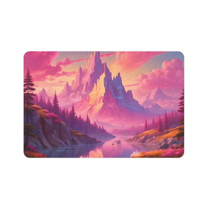 Pet Food Mat (12x18) — Vibrant Pink Landscape Placemat for Cats & Dogs - 12’’ × 18’’ / Rectangle - Pets