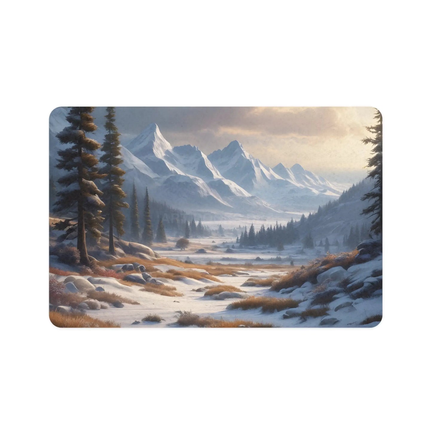Pet Food Mat — Serene Snowy Mountain Landscape (12x18) - 12’’ × 18’’ / Rectangle - Pets