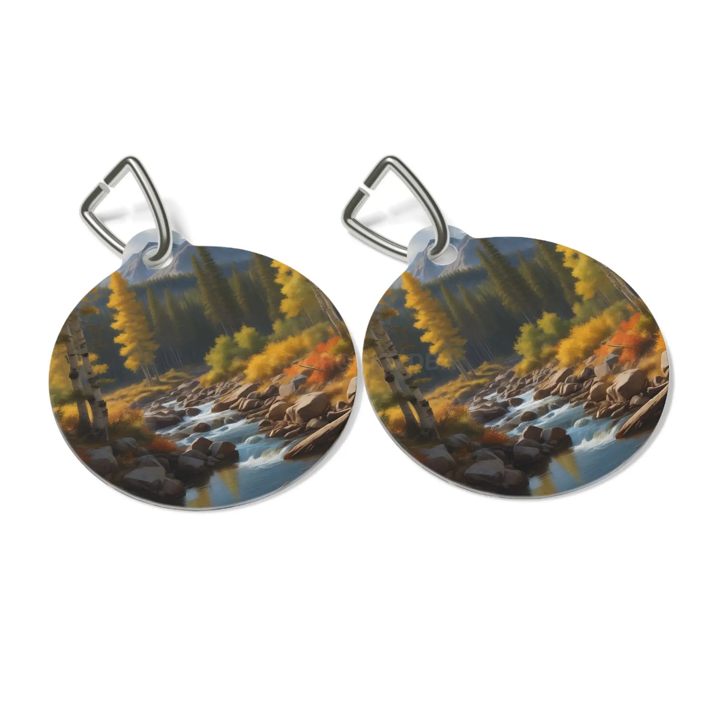 Pet Tag — Autumn Mountain Stream Dog ID Tag Nature Landscape Collar Charm - 1’’ - Pets